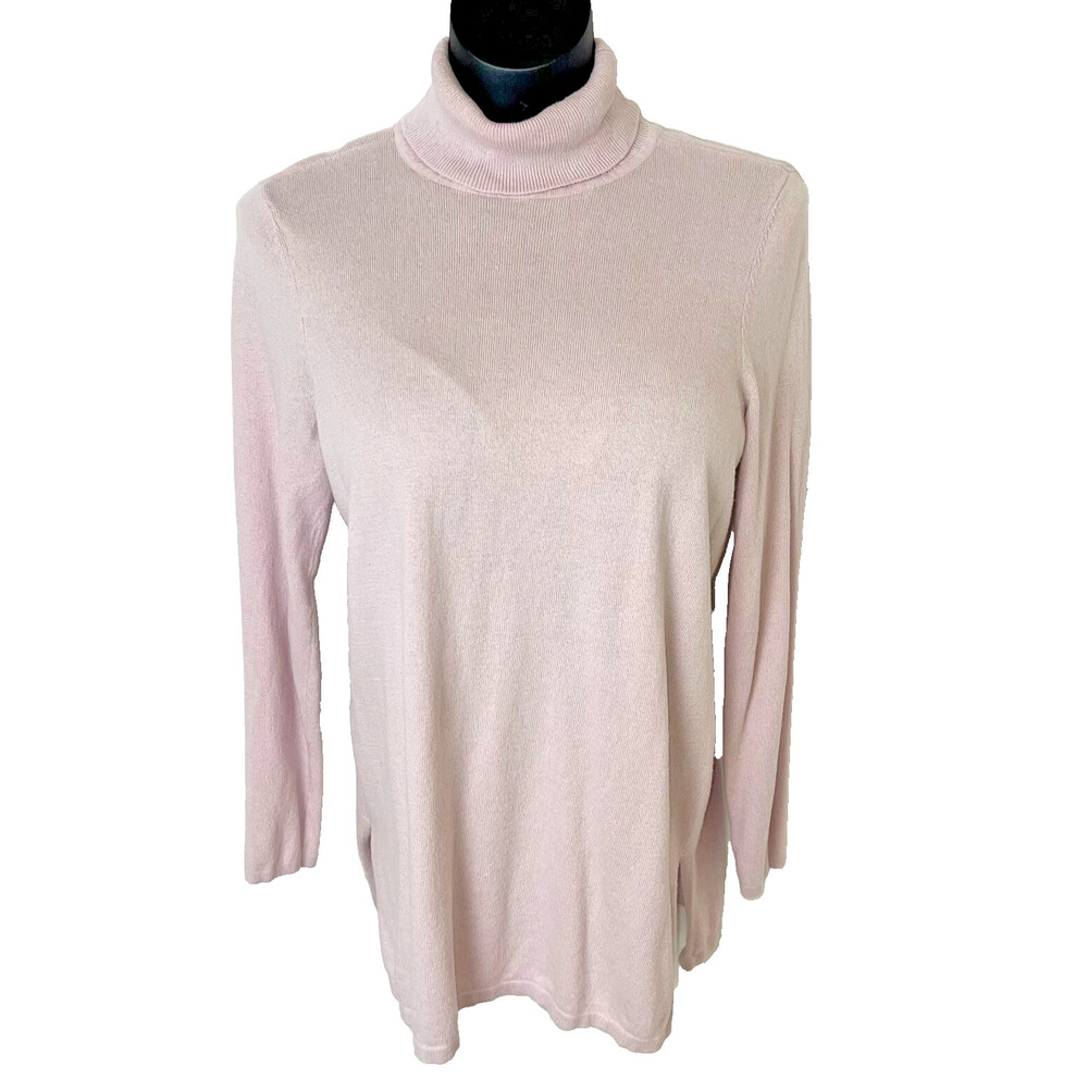 Chico's - Women's M Sweater Tunic Pale Lavender Soft Fine Knit Turtle Neck